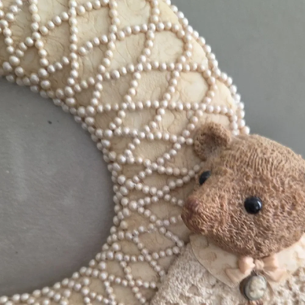 Vintage Style Lace Photo Frame with Teddy Bear